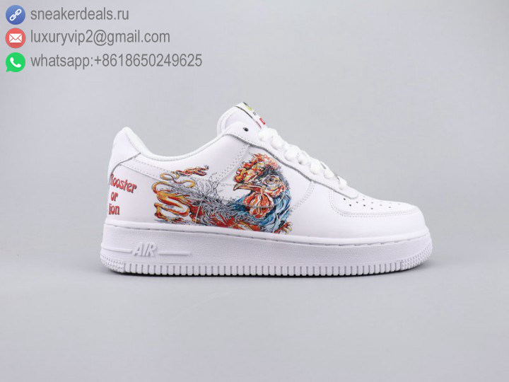 NIKE AIR FORCE 1 LOW '07 SUPREME GRAFFITI ROOSTER OR LION WHITE UNISEX LEATHER SKATE SHOES